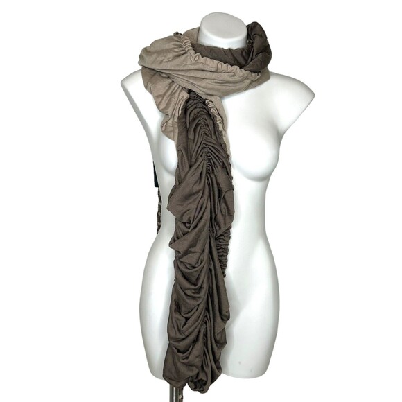 Anthropologie Accessories - New RYU: anthropologie Boho Gathered Brown Tan Beige Earth Tone Scarf Reversible